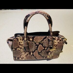 Michael Kors Brown/Tan Snakeskin Leather Satchel/Top Handle Bag
